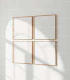 4 Square Wall Frames Mockup With Sunlight