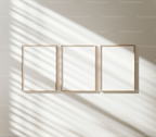 3 Vertical 3x4 Wall Frames Mockup With Sunlight