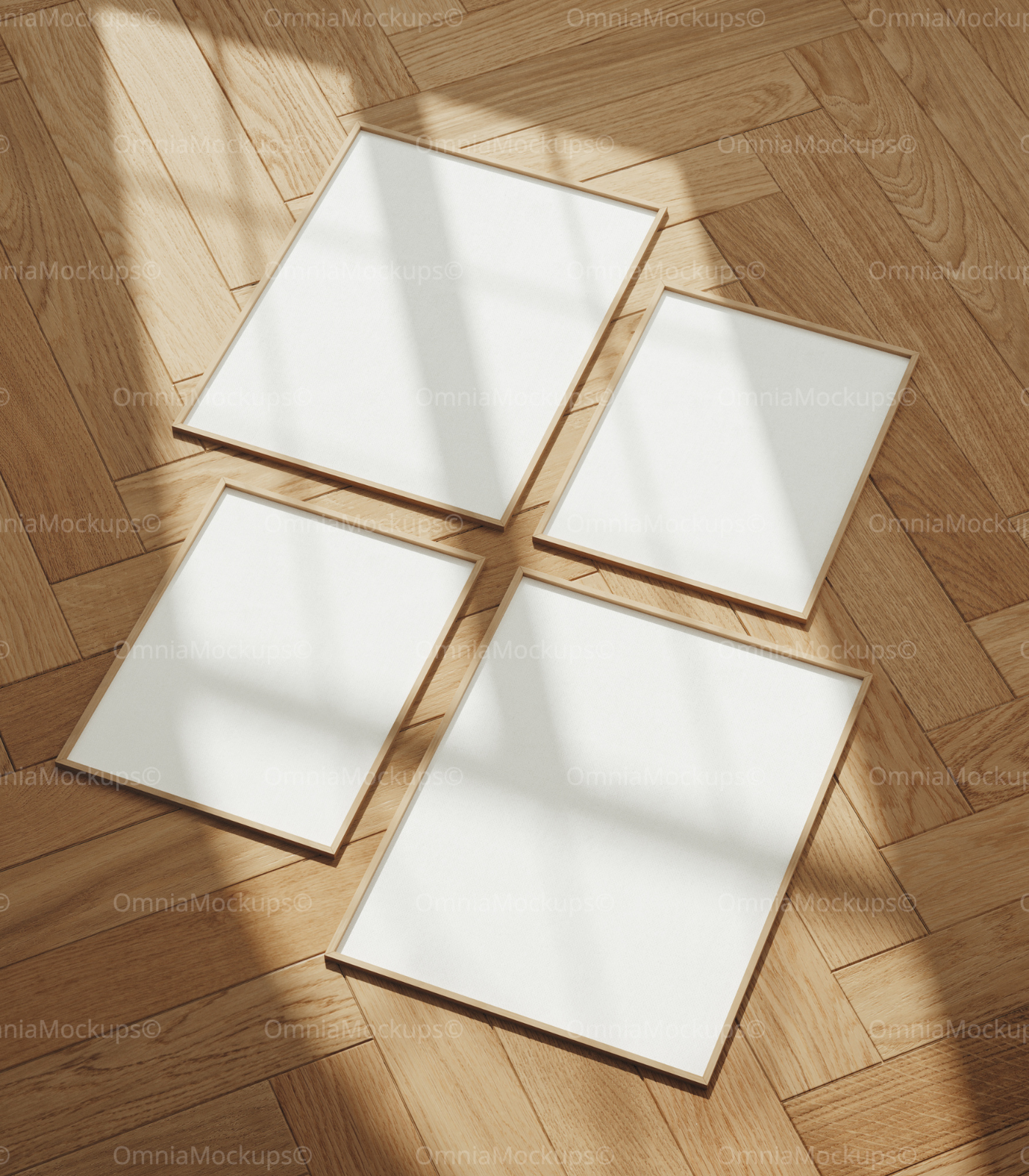4 Vertical 3x4 Frames Mockup With Sunlight