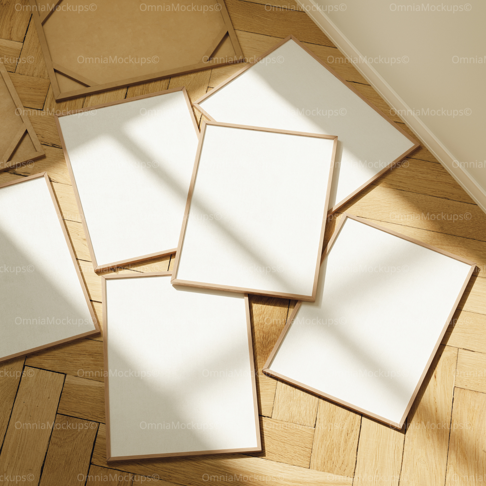 6 Vertical A Series Frames Mockup With Sunlight