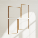 4 Wall Frames 3x4 Mockup With Sunlight Reflection