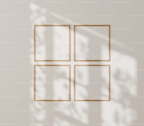 4 Square Wall Frames Mockup With Sunlight