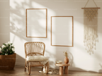2 Vertical Wall Frames Mockup With Sunlight