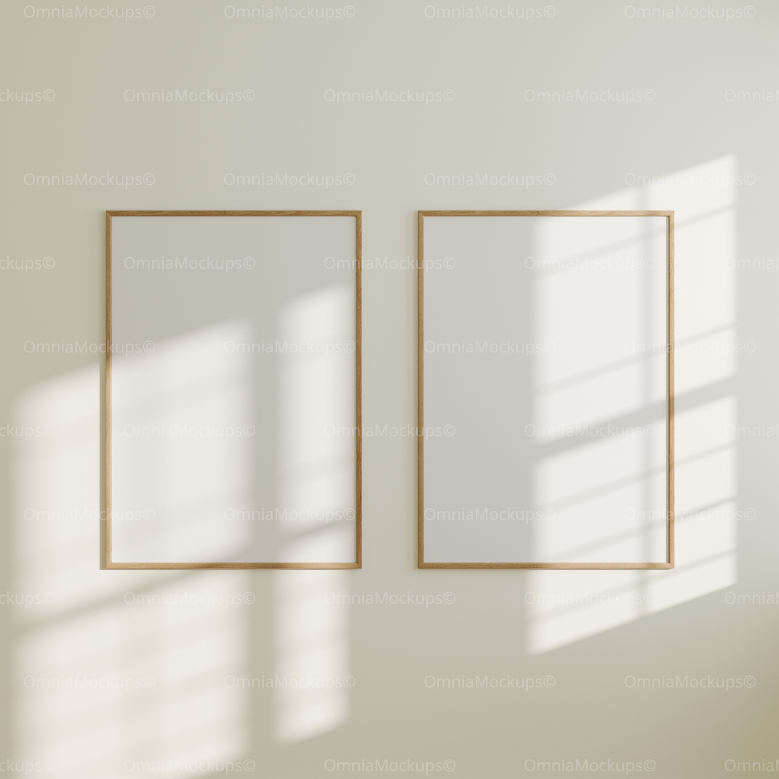 2 Vertical 5x7 Wall Frames Mockup With Sunlight