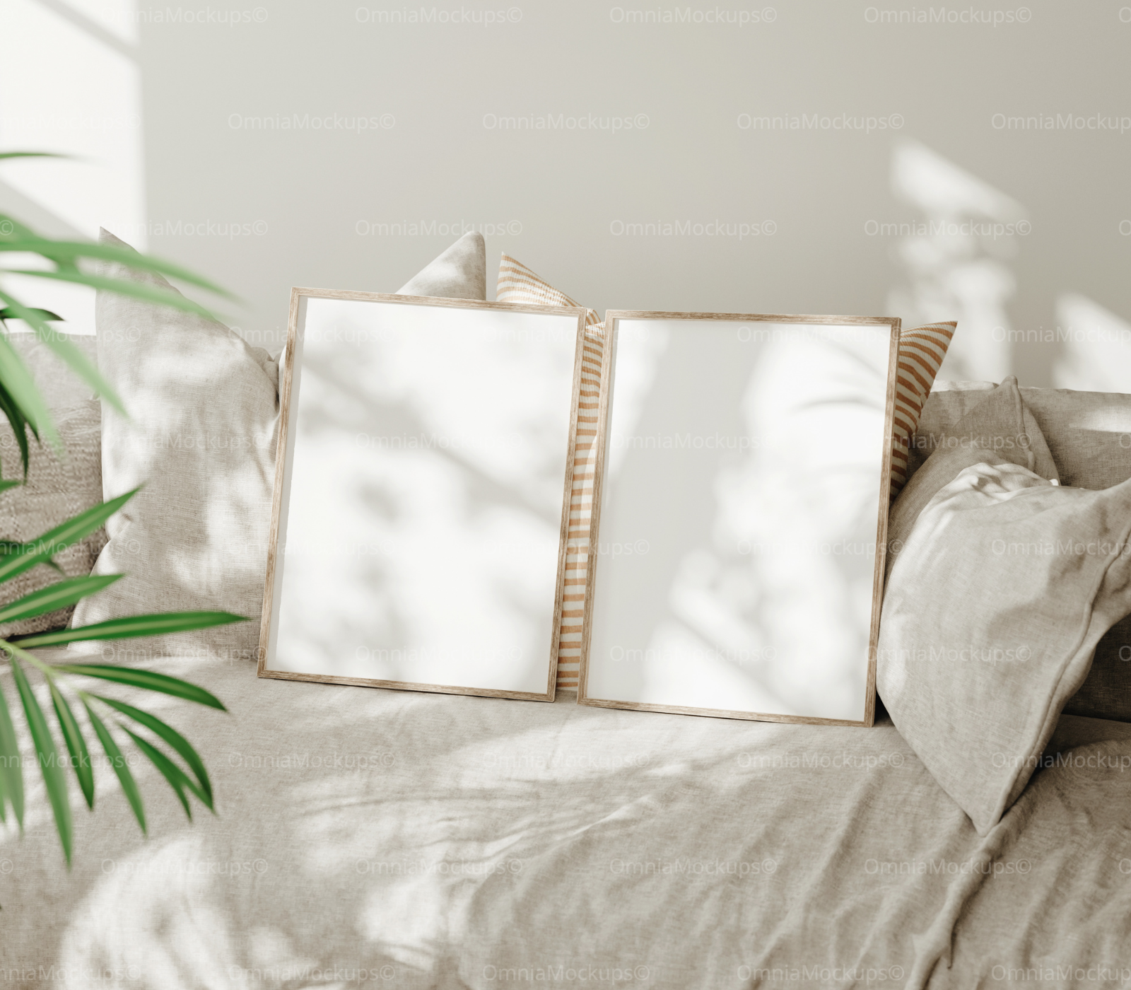 2 Vertical 3x4 Frames Mockup With Sunlight