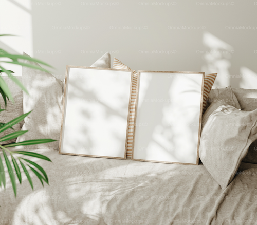 2 Vertical 3x4 Frames Mockup With Sunlight