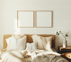 2 Square Bedroom Wall Frames Mockup