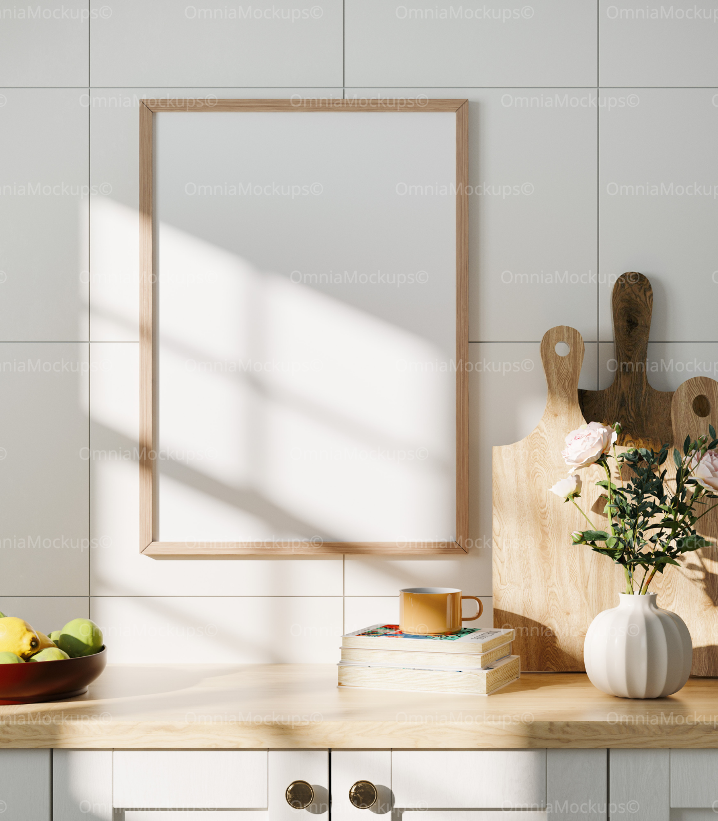 Vertical A Series Kitchen Wall Frame Mockup With Sunlight