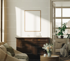 Vertical 3x4 Living Room Wall Frame Mockup With Sunlight