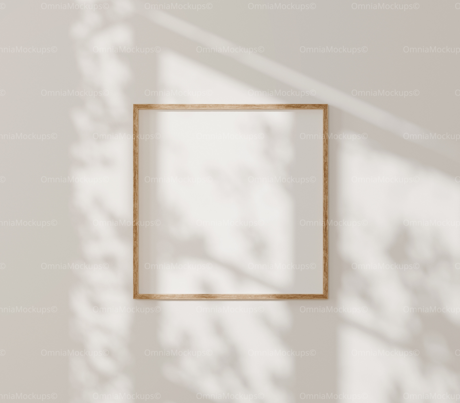 Square Wall Frame Mockup With Sunlight