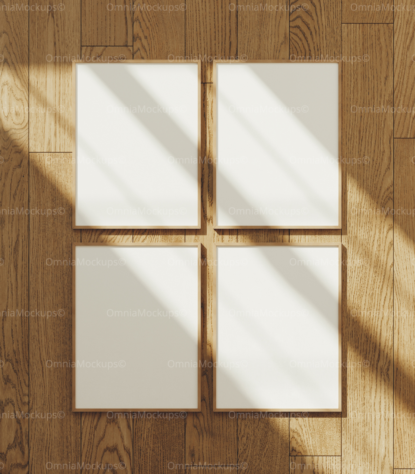 4 Vertical 3x4 Frames Mockup With Sunlight