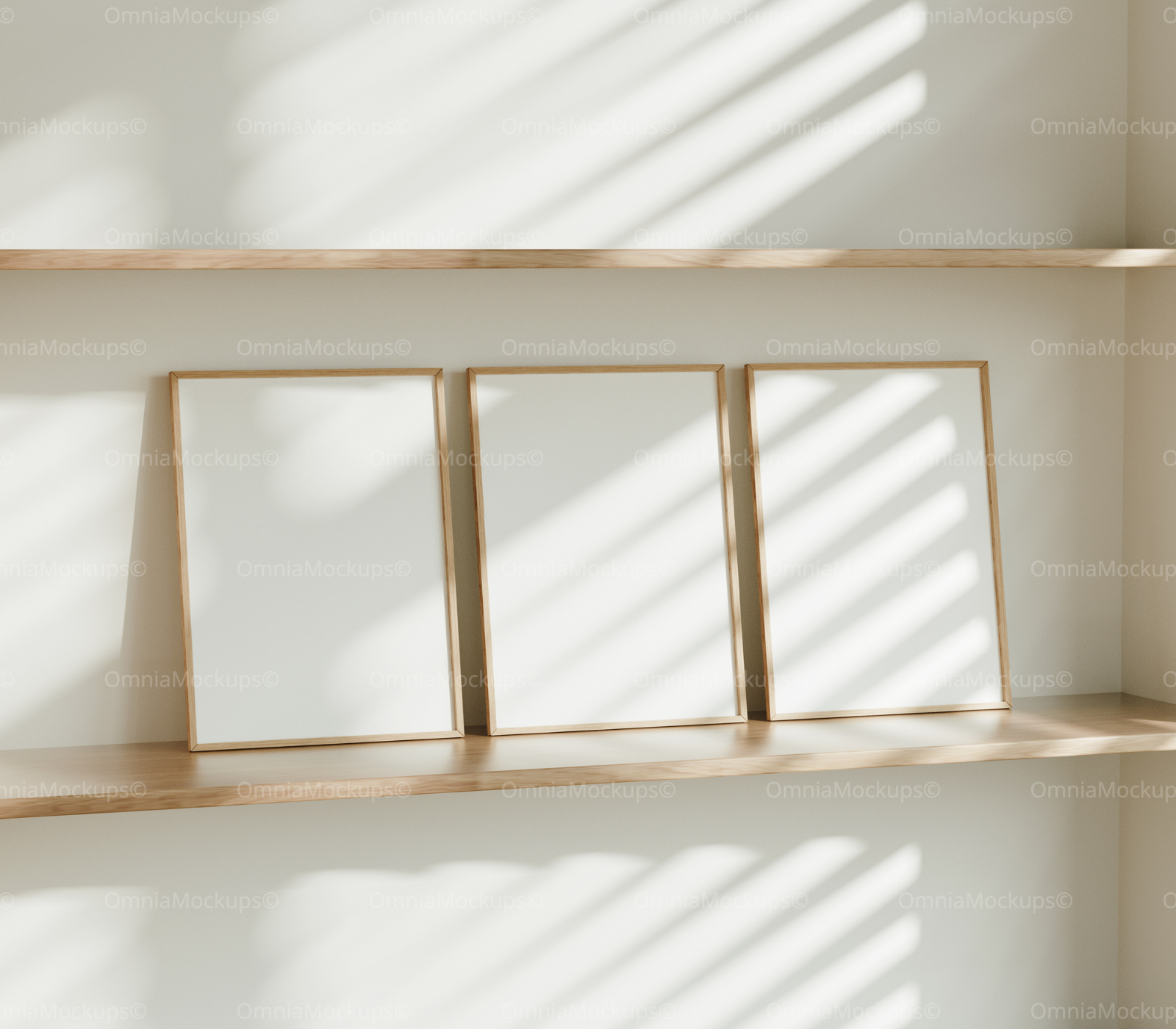 3 Vertical 3x4 Frames Mockup With Sunlight