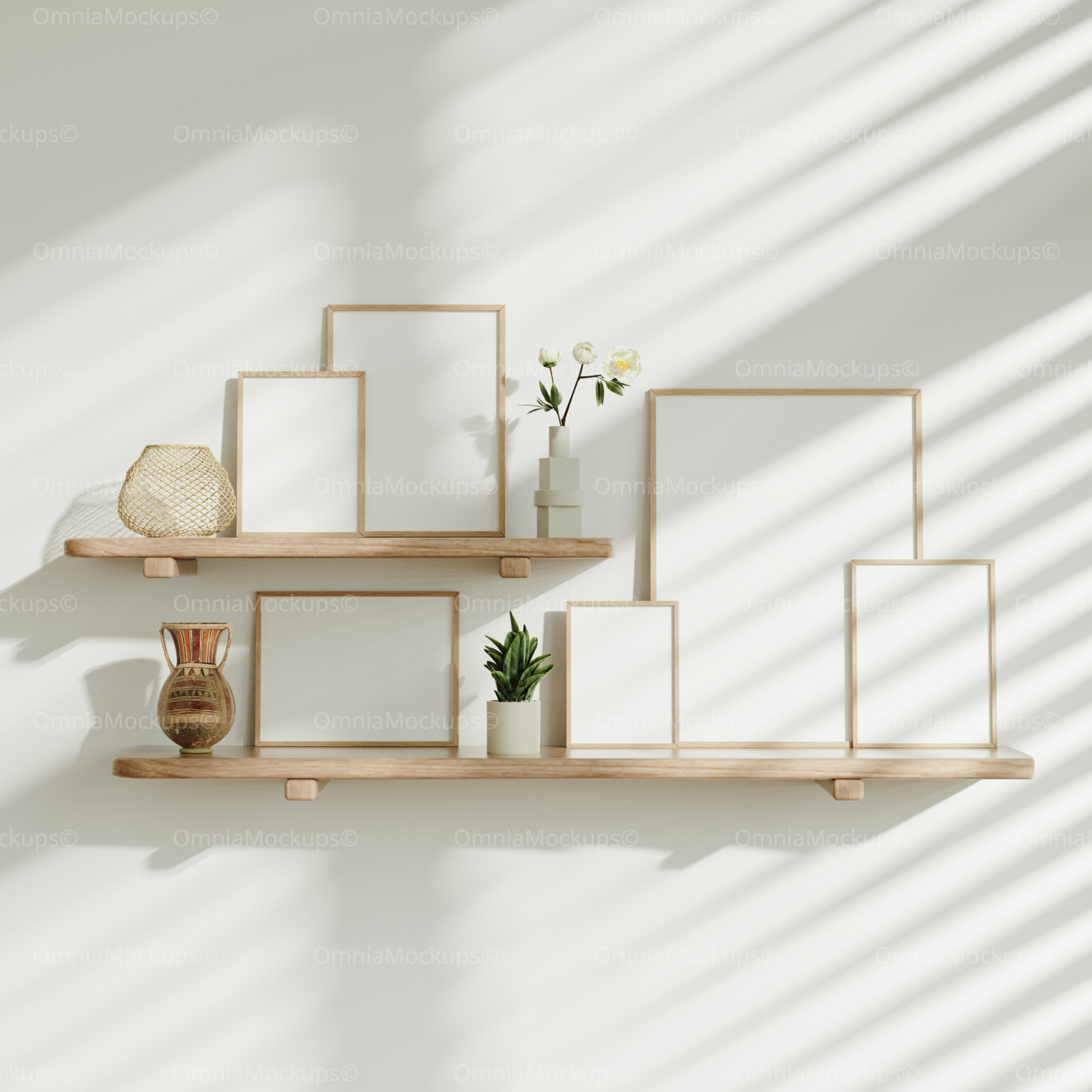 6 Frames 3x4 Mockup With Sunlight