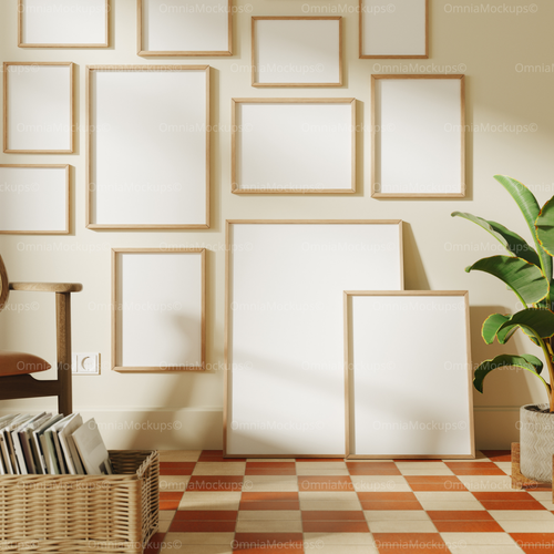 12 Frames 3x4 Mockup With Sunlight