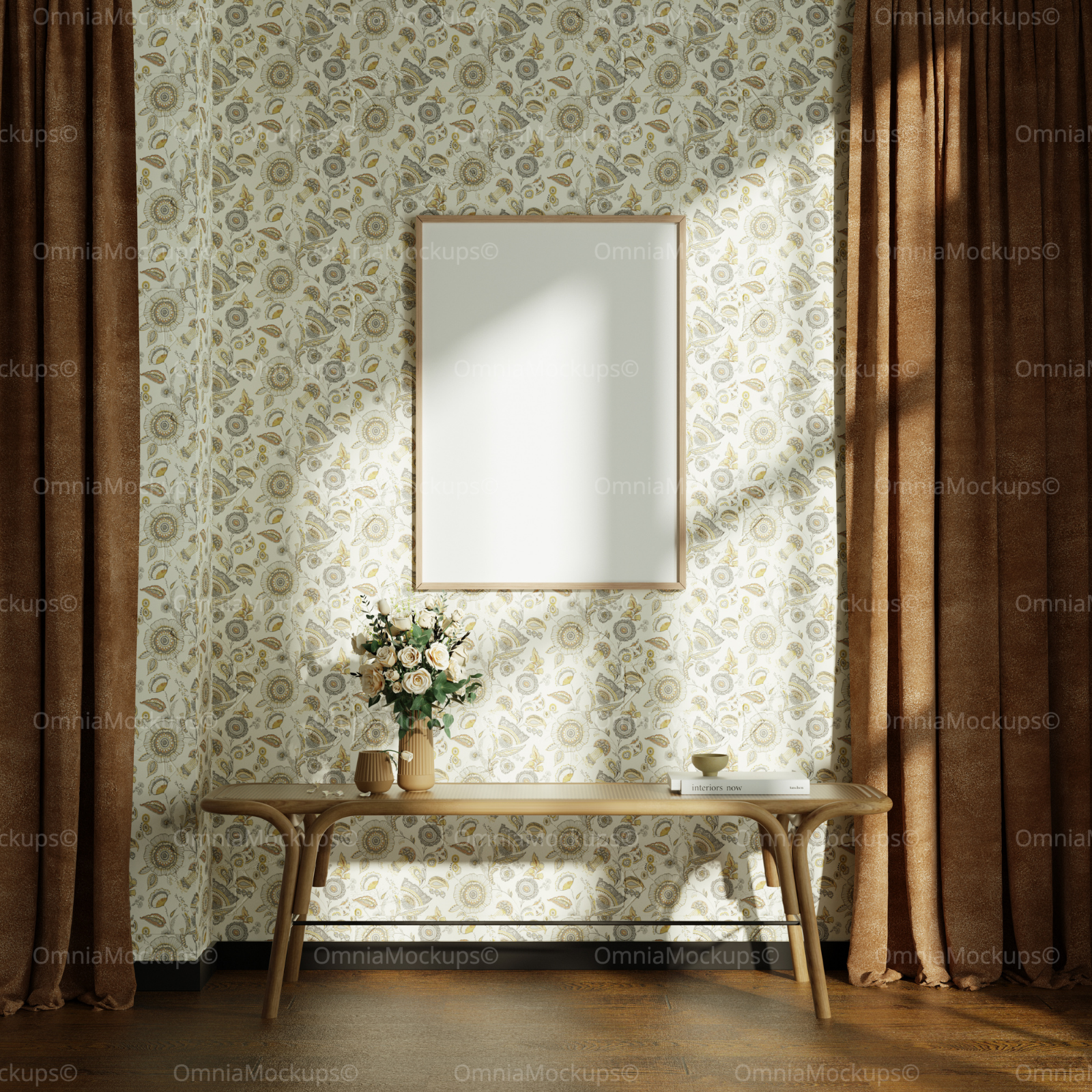 Vertical 5x7 Wall Frame Mockup With Sunlight