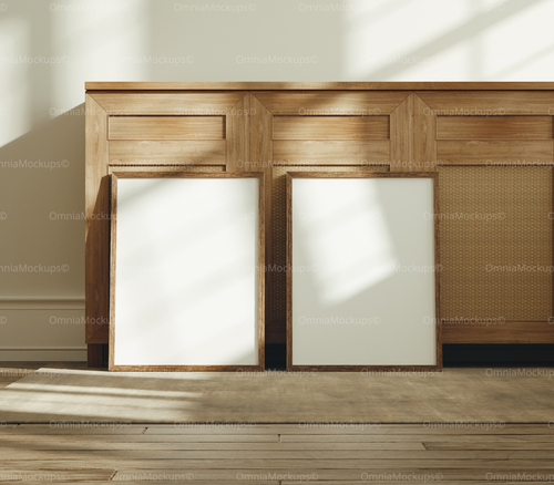 2 Vertical 3x4 Frames Mockup With Sunlight