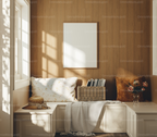 Vertical 3x4 Living Room Wall Frame Mockup With Sunlight