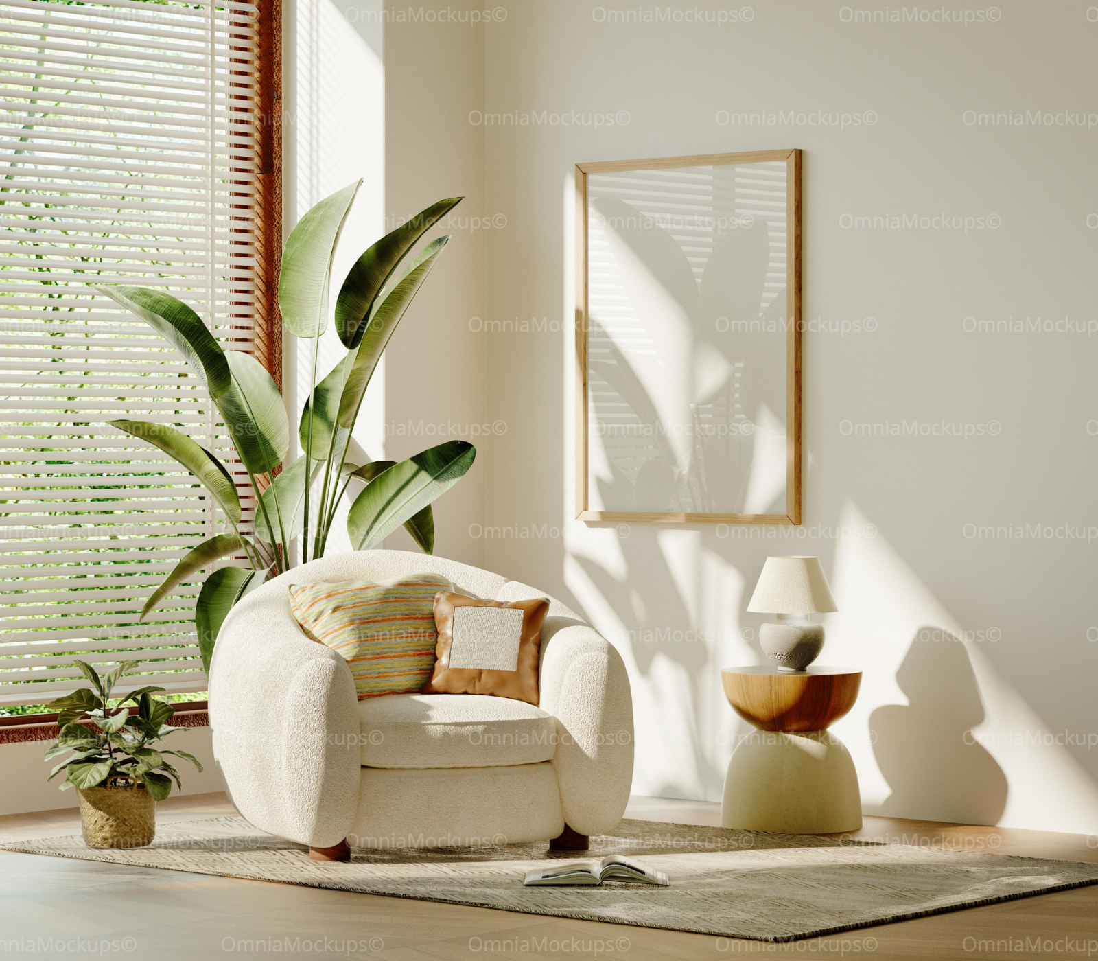 Vertical 3x4 Living Room Frame Mockup With Sunlight