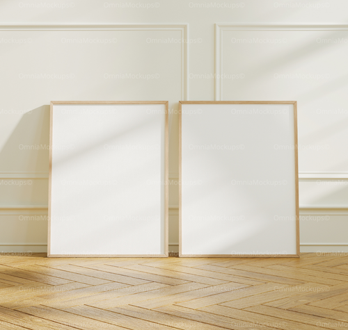 2 Vertical 3x4 Frames Mockup With Sunlight