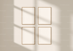 4 Vertical Wall Frames Mockup With Sunlight