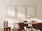 3 Vertical 5x7 Dining Table Frames Mockup With Sunlight