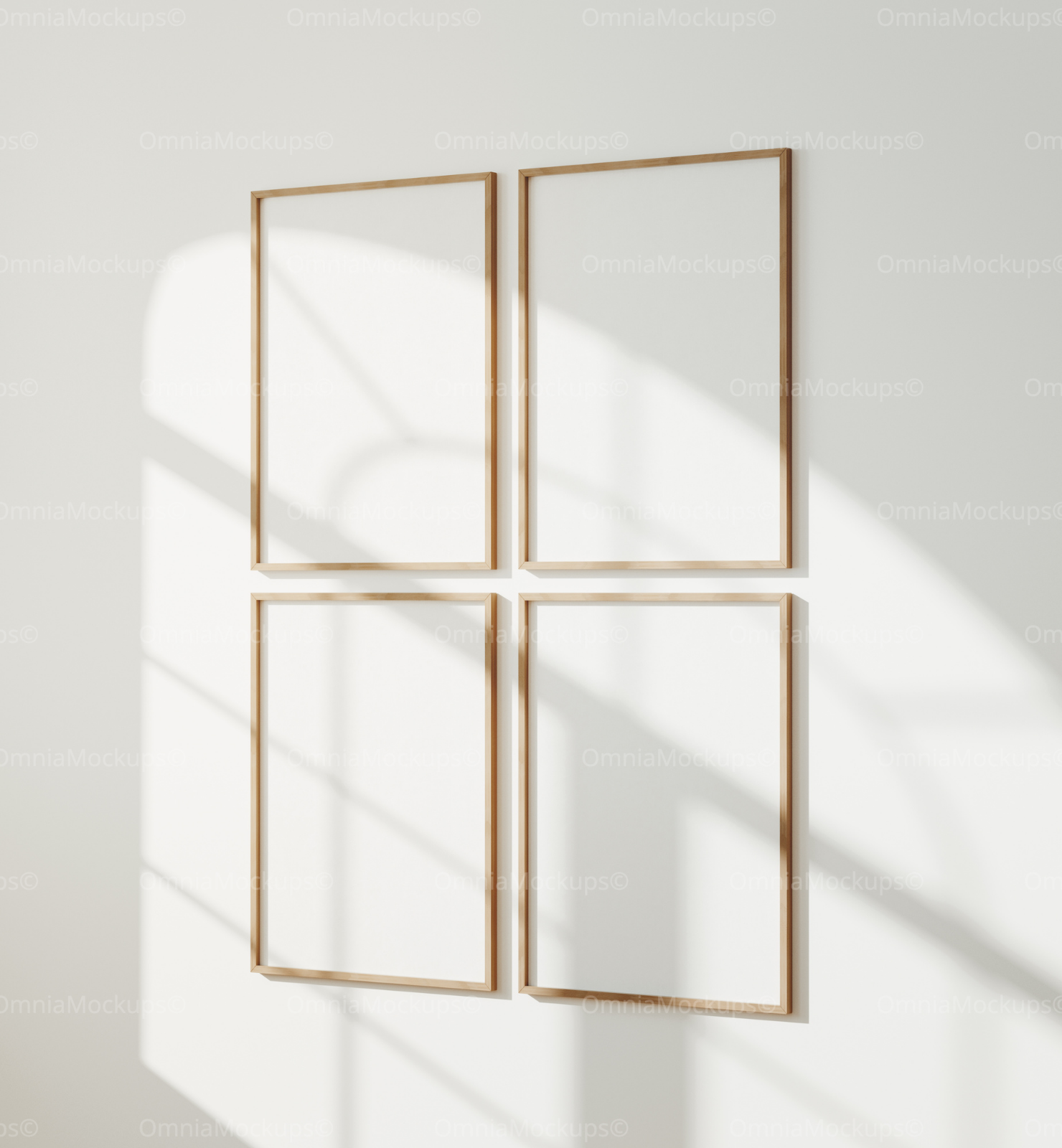4 Vertical 3x4 Wall Frames Mockup With Sunlight