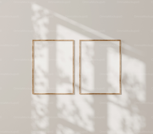 2 Vertical 3x4 Wall Frames Mockup With Sunlight