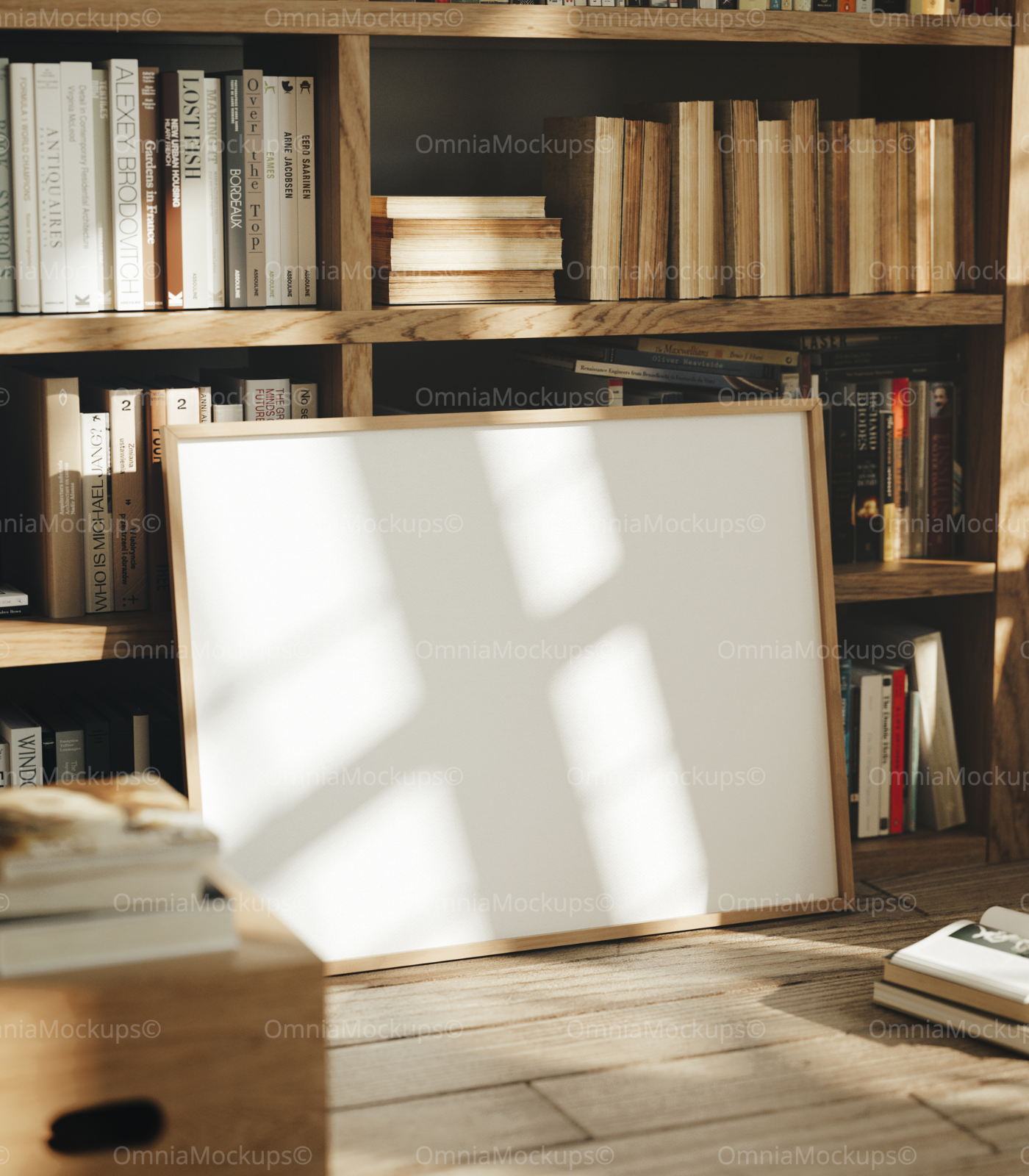 Horizontal Library 4x3 Frame Mockup With Sunlight