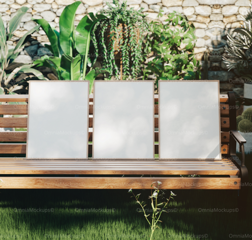 3 Exterior 3x4 Vertical Frames Mockup With Sunlight