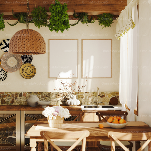 2 Vertical 3x4 Wall Frames Mockup With Sunlight