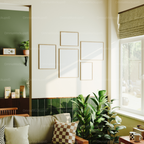 5 Living Room Wall Gallery 5x7 Frames Mockup With Sunlight