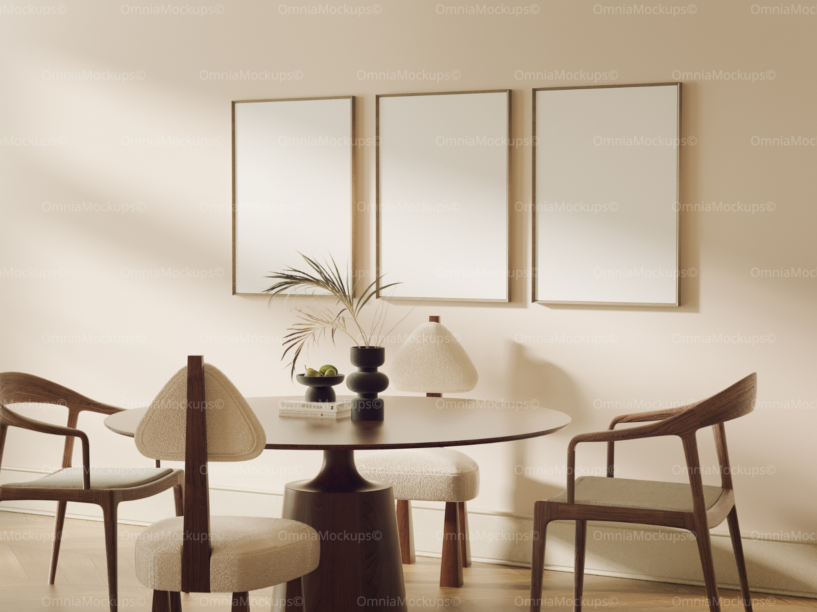 3 Vertical 5x7 Wall Frames Mockup