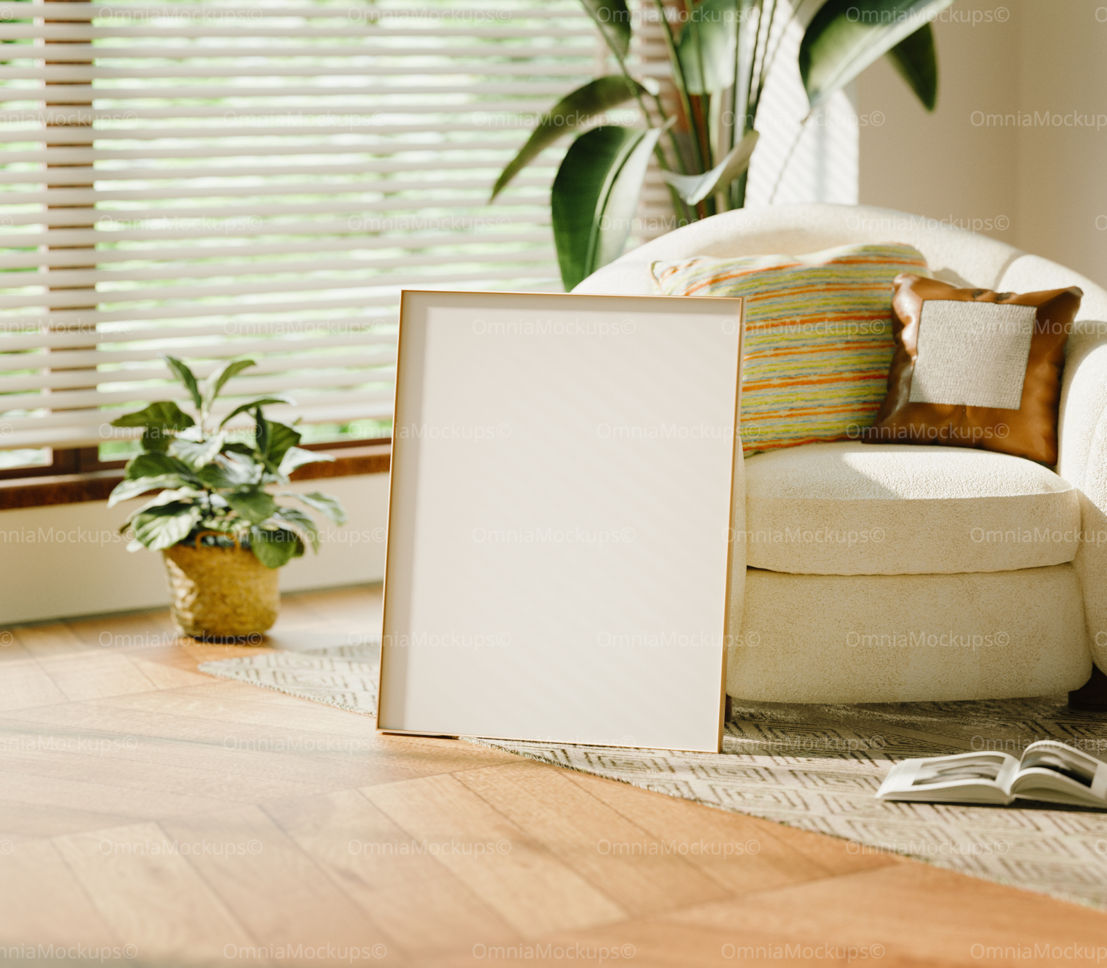 Vertical 8x10 Living Room Frame Mockup With Sunlight