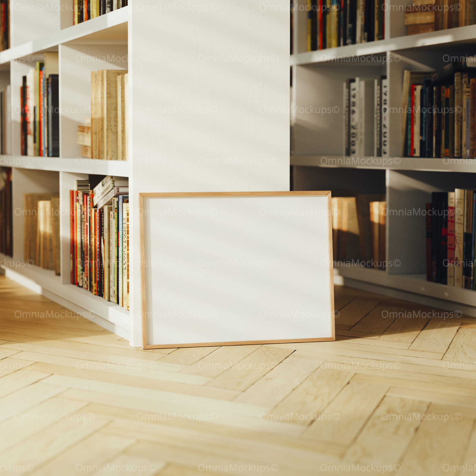 Horizontal 4x3 Library Frame Mockup With Sunlight