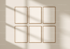 6 Vertical Wall Frames Mockup With Sunlight