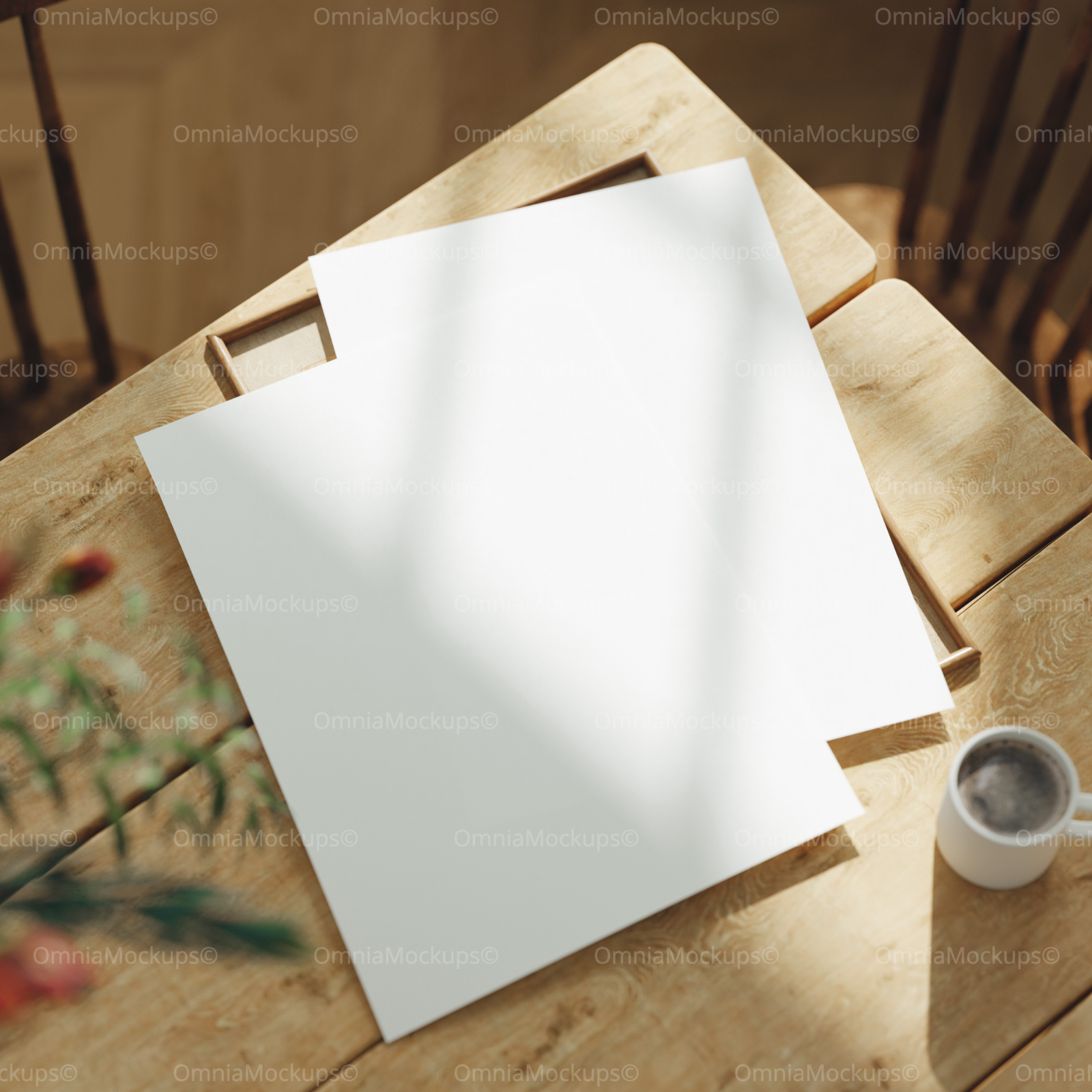 2 Posters 3x4 With Frame Mockup With Sunlight