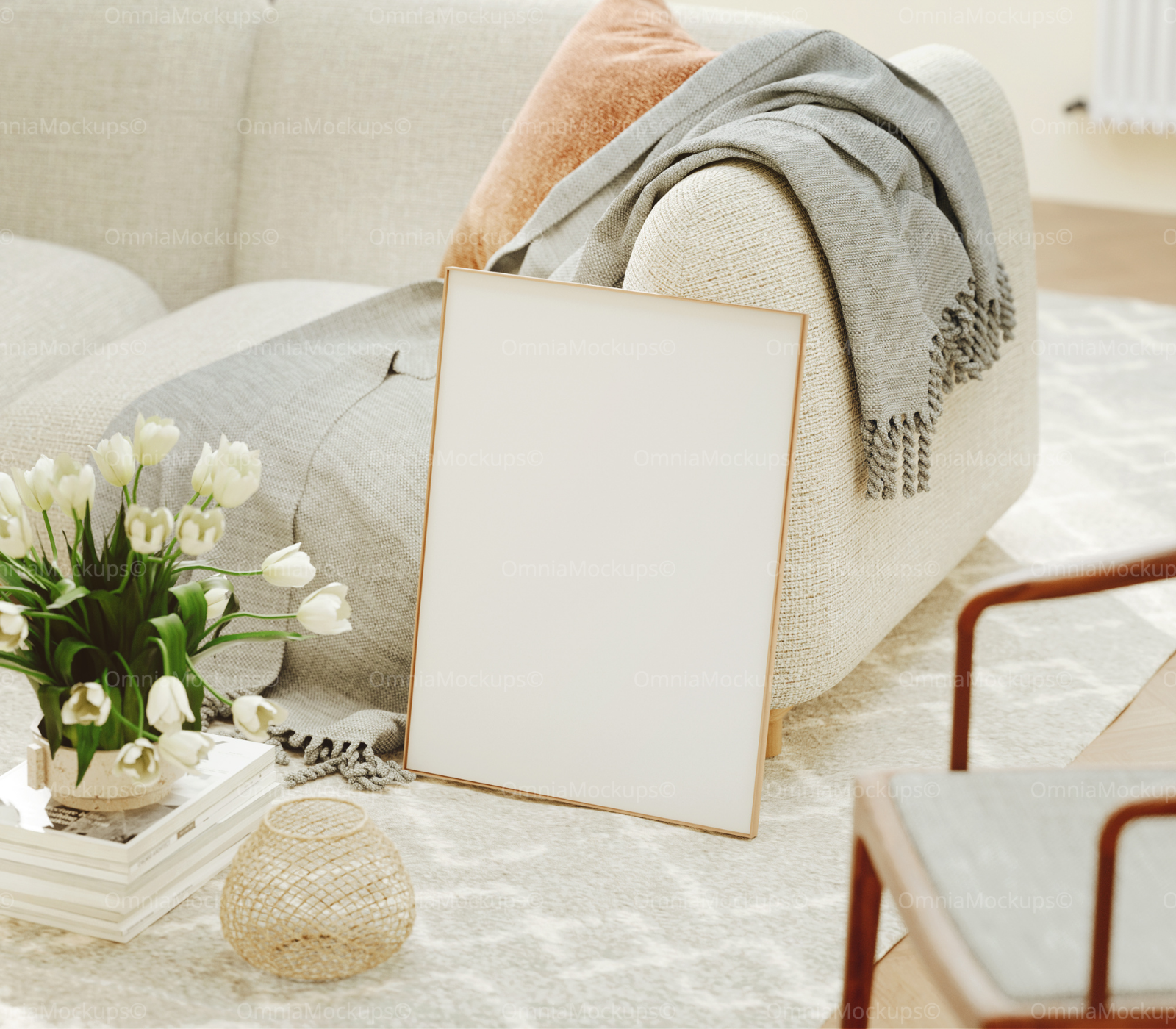 Vertical 3x4 Living Room Frame Mockup