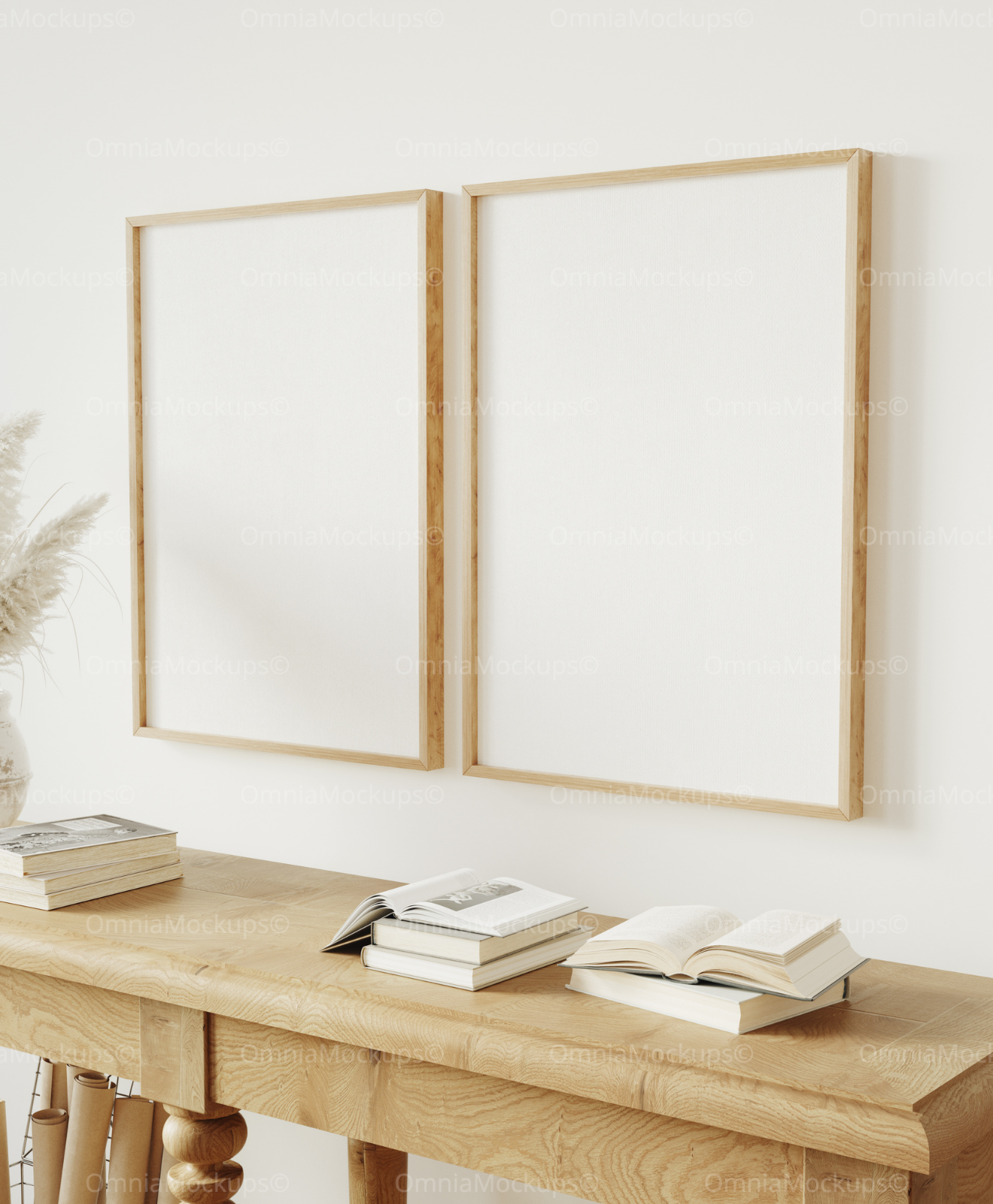 2 Vertical 5x7 Wall Frames Mockup With Reflection