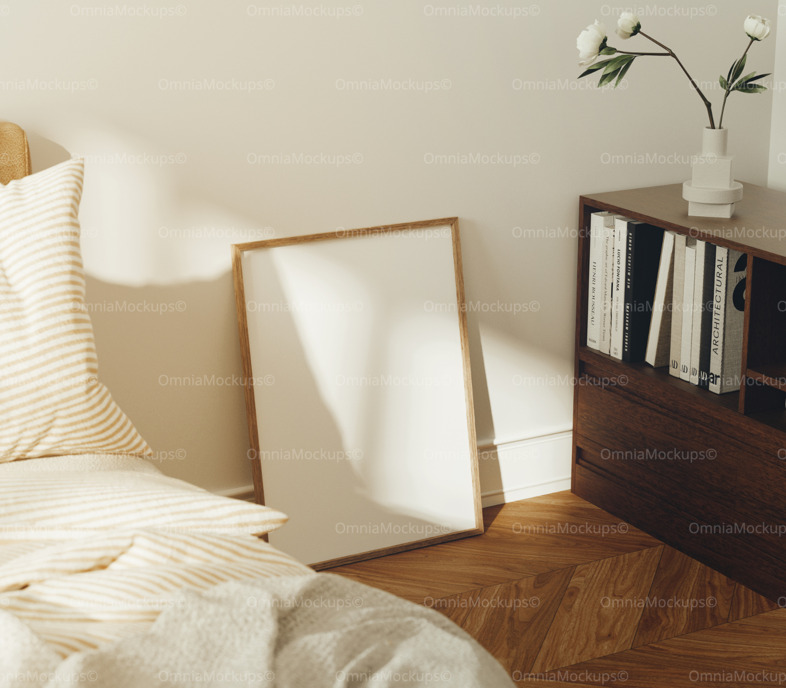 Vertical 3x4 Bedroom Frame Mockup With Sunlight