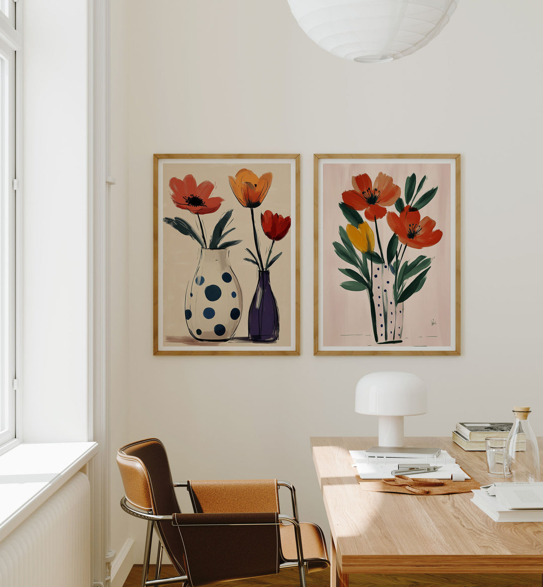 2 Vertical 5x7 Desk Room Wall Frames Mockup