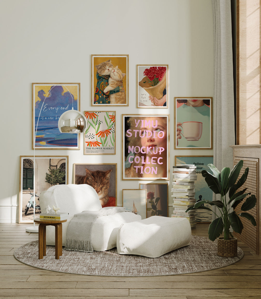 11 Vertical Living Room 5x7 Frames Mockup With Sunlight