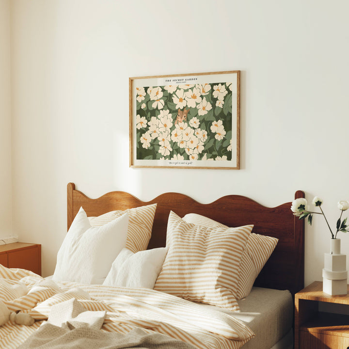 Horizontal 4x3 Bedroom Frame Mockup With Reflection