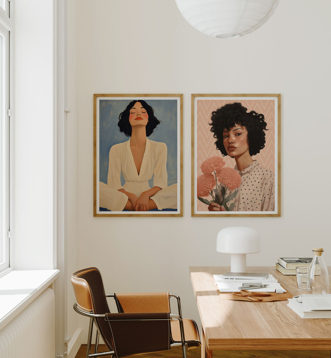 2 Vertical 5x7 Desk Room Wall Frames Mockup