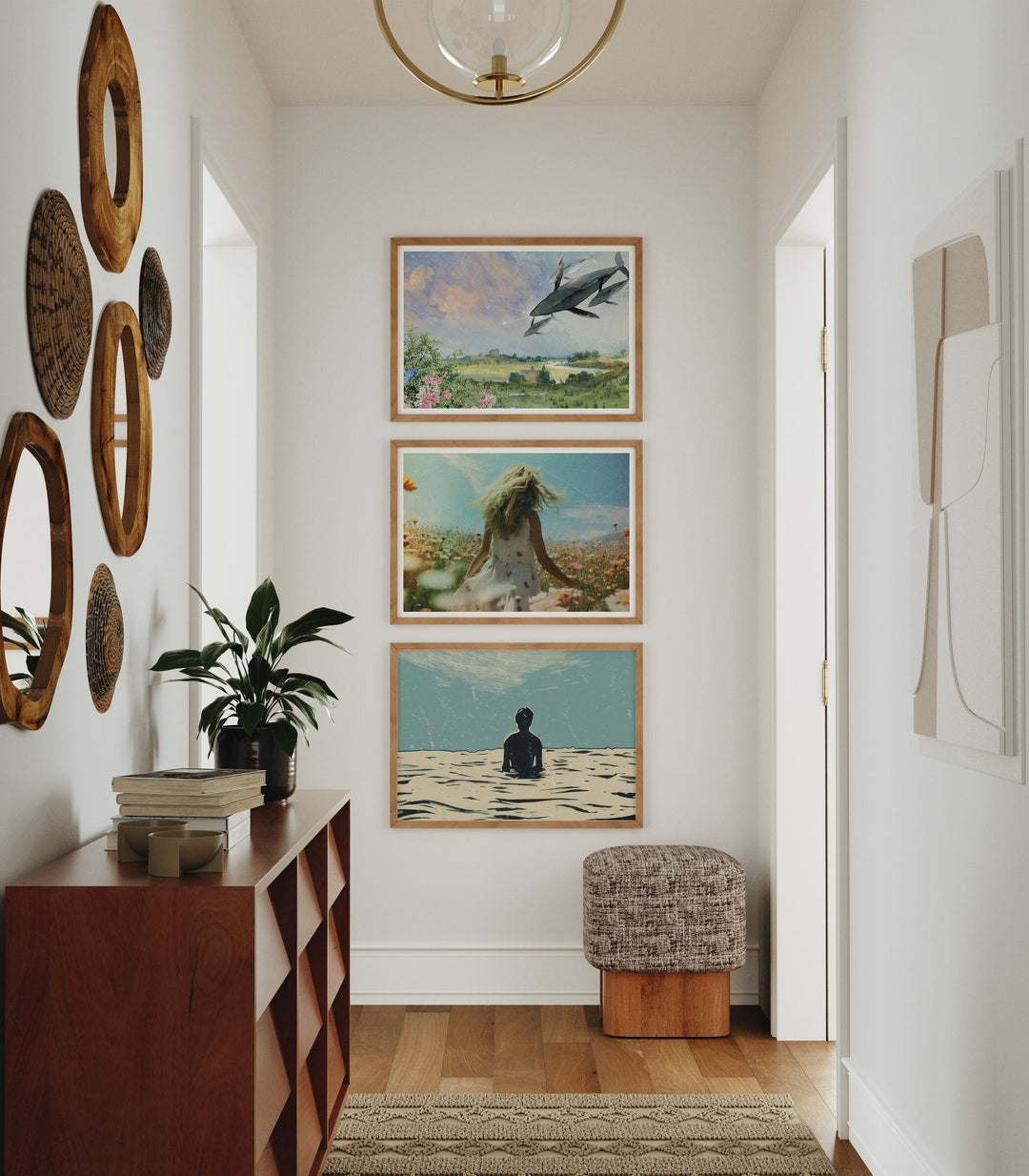 3 Horizontal 7x5 Wall Frames Mockup