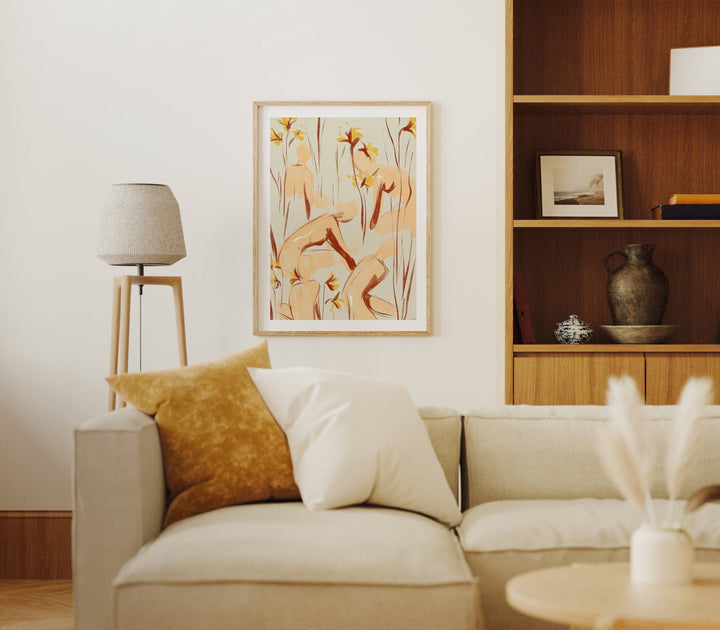 Vertical 3x4 Living Room Wall Frame Mockup