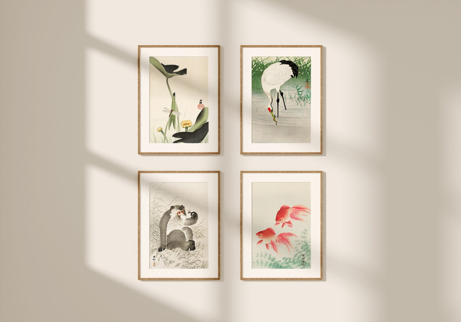 4 Vertical Wall Frames Mockup With Sunlight