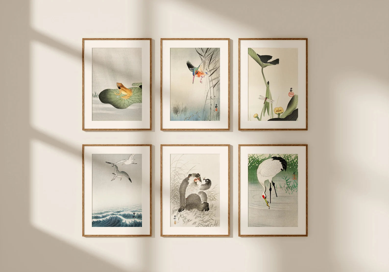 6 Vertical Wall Frames Mockup With Sunlight