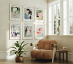 6 Vertical 5x7 Living Room Wall Frames Mockup With Sunlight