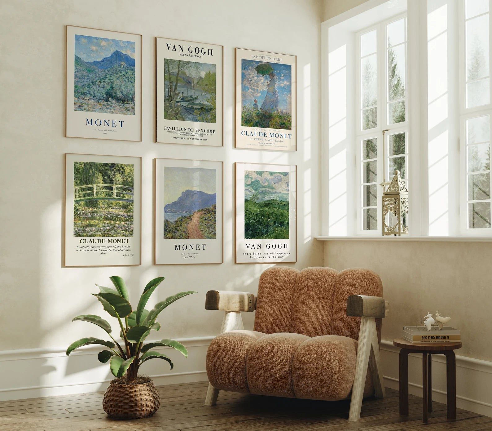6 Vertical 5x7 Living Room Wall Frames Mockup With Sunlight