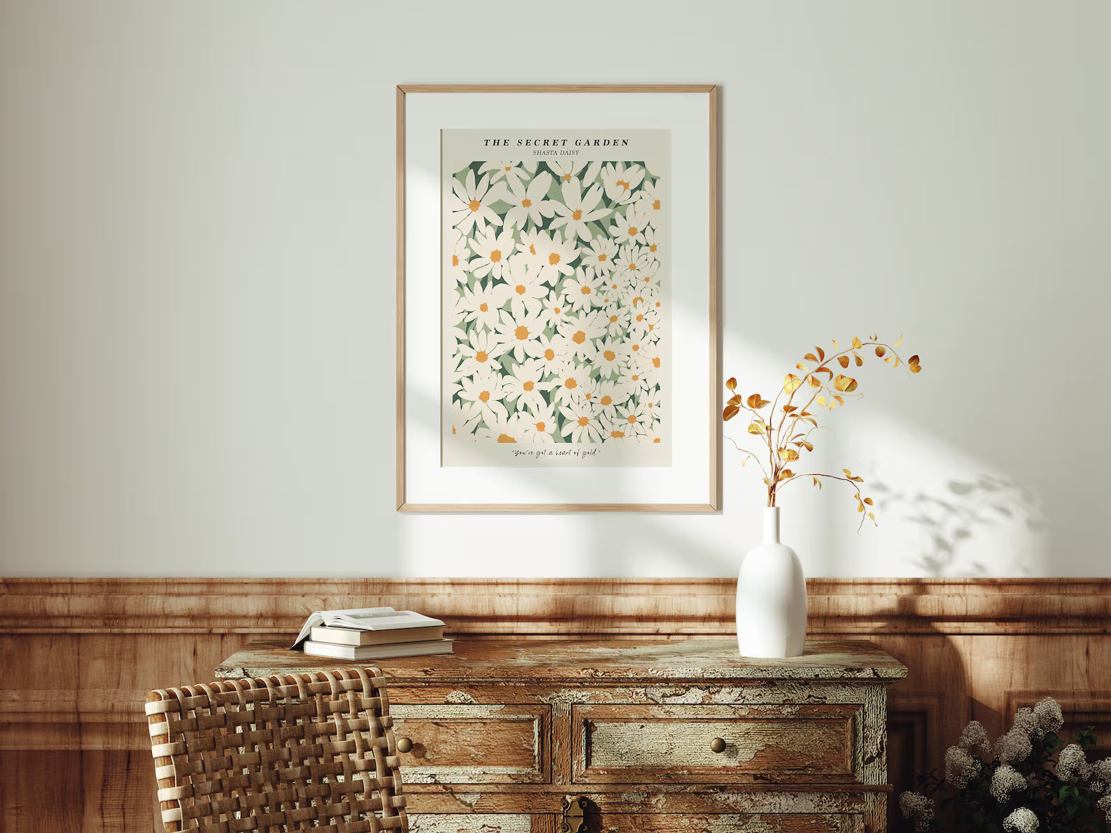 Vertical Wall Frame Mockup With Sunlight